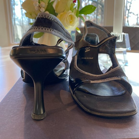 PRADA Black Kitten Heel Slingback Sandal - Picture 6 of 6